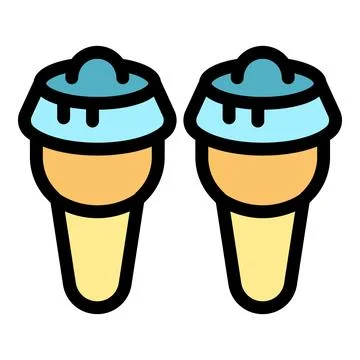 Two ice cream cones with blue topping dripping representing refreshing summ.. Stock Illustration