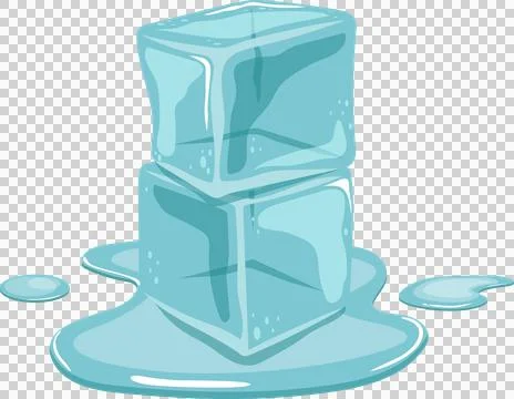 Two ice cubes stack atop each other on a black surface, as they begin to me.. Stock Illustration