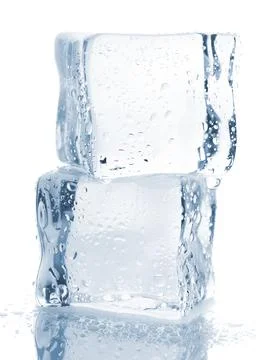 Two ice cubes with water drops Stock Photos