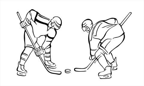Two ice hockey players. Vector illustration.. Stock Illustration