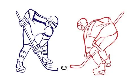 Two ice hockey players. Vector illustration. Stock Illustration