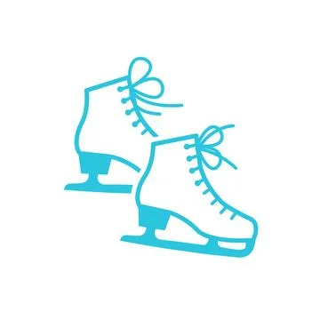 Two Ice Skates Illustration, Clean White Background, Blue icon set Stock Illustration