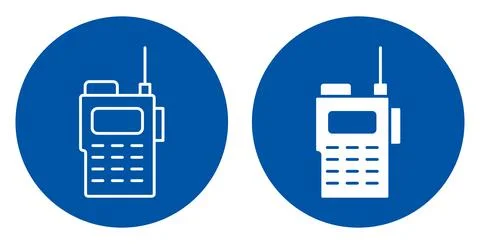 Two Icons of Communication Device in White and Blue Circular Background Stock Illustration