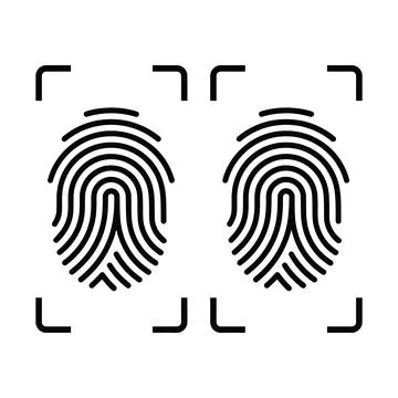 Two identical fingerprint biometric identification with square corner brack.. Stock Illustration