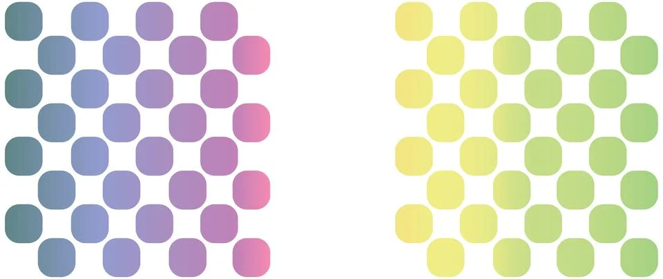 Two identical grid patterns composed of rounded black squares are arranged si Stock Illustration
