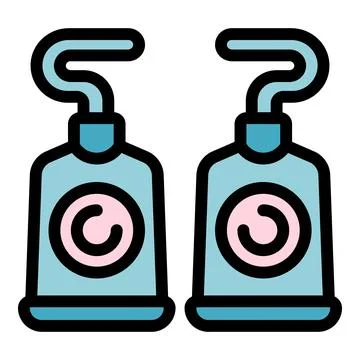 Two identical light blue and pink laundry detergent pods being compared Illustrazione stock