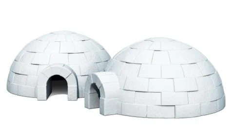 Two Igloos, 3D rendering Illustrazione stock