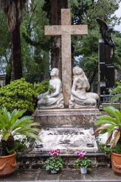 Two imploring women two imploring women, Alcover family tomb, Soller cemet... Stock Photos