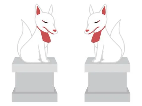 Two Inari statues facing each other. Stock Illustration