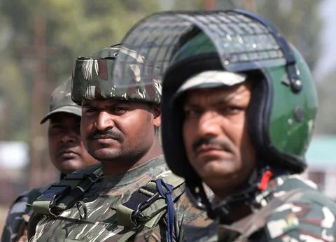 Two Indian Air Force commando, two militants killed in north Kashmir, Hajin, Ind Stock Photos
