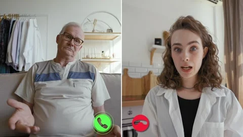 Two individuals engaged in an online call discussing various topics Stock Footage 305520838