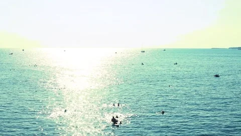 Two individuals paddleboarding on calm water Stock Footage 344813397