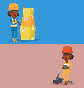 Two industrial banners with space for text Stock Illustration