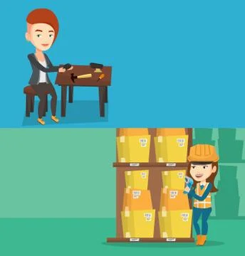 Two industrial banners with space for text Stock Illustration