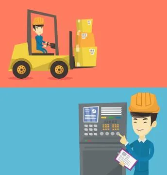 Two industrial banners with space for text. Stock Illustration