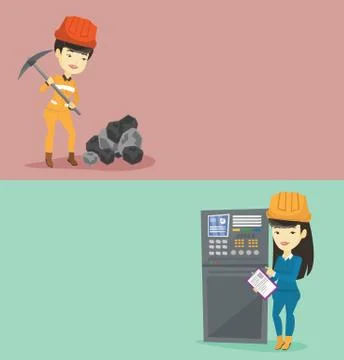 Two industrial banners with space for text. Stock Illustration