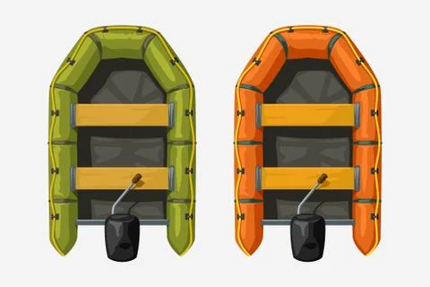 Two inflatable boats top view on white イラスト素材