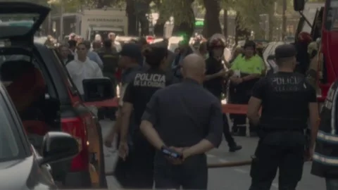 Two injured by bomb package explosion at the Gendarmerie of Buenos Aires, Buenos Stock Footage 329325075
