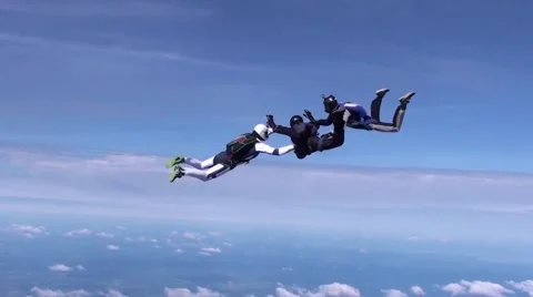 Two instructors trained parachutist stabilization in air. free fall 스톡 동영상 66286228