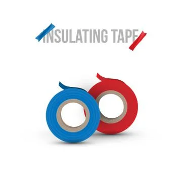 Two insulating tape, blue and red on white background with shadow. Flat vecto Ilustración de archivo