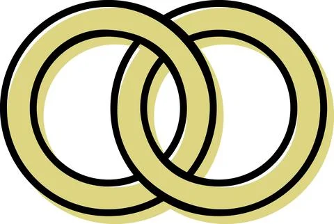Two interlinked wedding rings symbol graphic Stock Illustration
