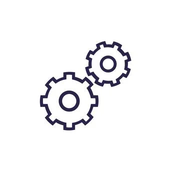 Two Interlocking Gears Symbolizing Industrial Mechanism and Engineering Con.. Stock Illustration