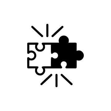 Two Interlocking Puzzle Pieces. Vector icon. Stock Illustration