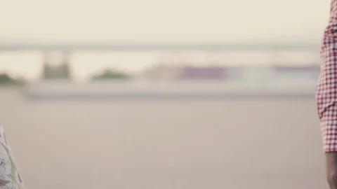 Two interracial lovers joining hands Stock Footage 80328765