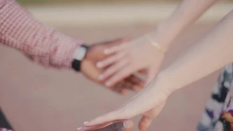 Two interracial lovers joining hands Stock Footage 80904412