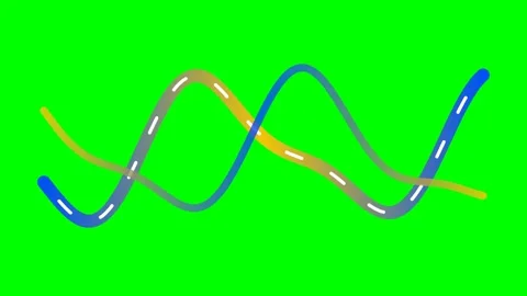 Two intersecting colorful wavy lines on a vibrant solid green background Stock Footage 340900778
