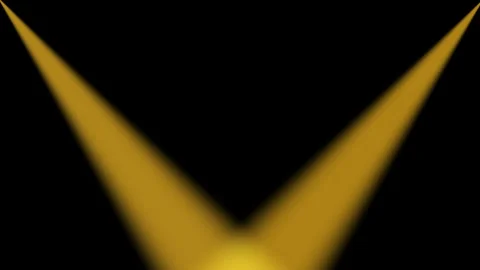 Two intersecting golden spotlights shining brightly against a black background 스톡 동영상 278140520
