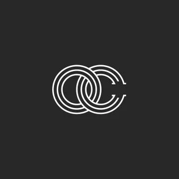 Two intersection letters OC logo monogram, CO emblem infinity symbol, O and C イラスト素材