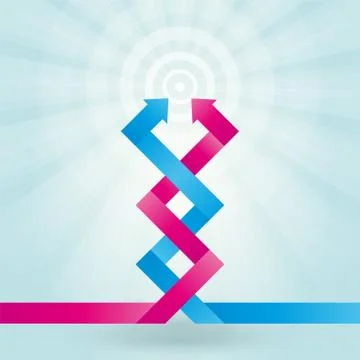 Two intertwined arrows are pointing to the target Illustrazione stock