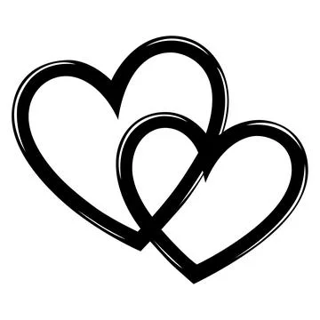 Two intertwined black hearts a simple illustration of love and connection Stock Illustration