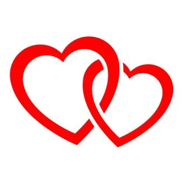 Two intertwined hearts icon Stock Illustration