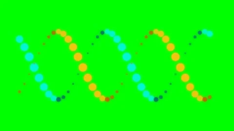 Two intertwined sine wave patterns made of colorful dots on green background Stock Footage 341839052