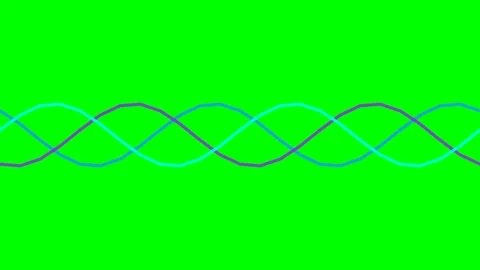 Two intertwined sine waves moving horizontally against a vibrant green back.. Vídeos de archivo 340901618