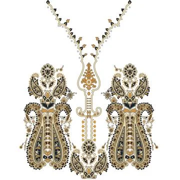 Two intricately designed necklaces patterns on display Stock Illustration