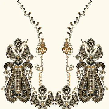 Two intricately designed necklaces patterns on display Stock Illustration