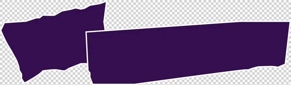 Two irregular dark purple polygonal shapes are floating on transparent Stock Illustration