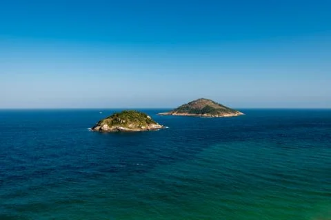 Two Islands in Ocean 스톡 사진