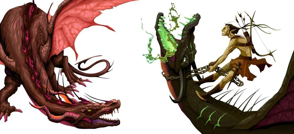 Two isolated dragons Stock-Illustration