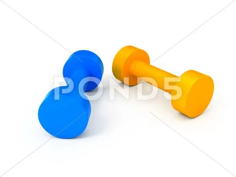 Two isolated dumbbells over white background Stock Illustration