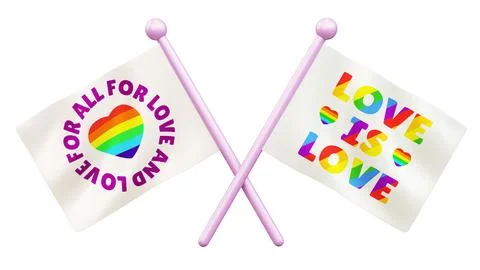 Two isolated flags on a white background for LGBTQIA+ Pride celebration. Cu.. Stock Photos