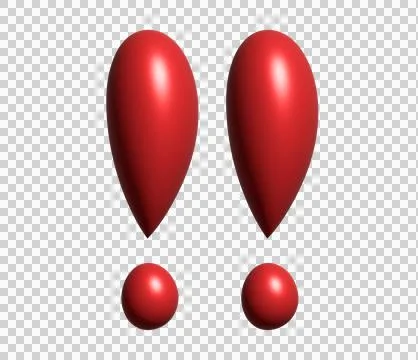 Two isolated red double exclamation marks 3D icon Stock Illustration