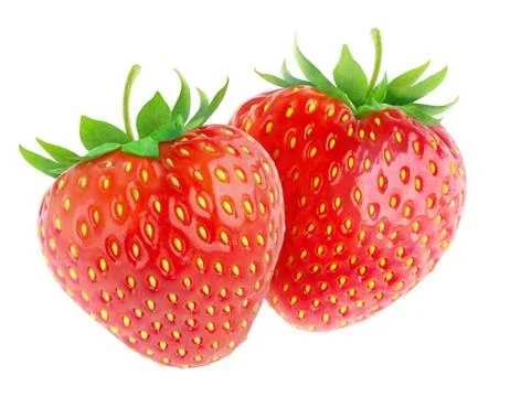 Two isolated strawberries Stock Photos