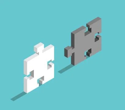 Two isometric puzzle pieces Stock Illustration