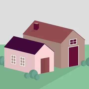 Two isometric small homes Stock Illustration