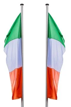 Two Italy flags with flagpole Stock Photos