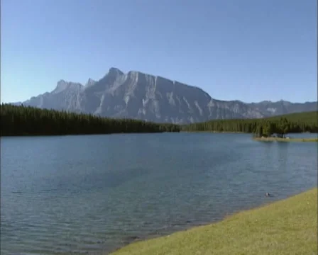 Two Jack Lake and Mount Rundle, autumn. Banff National Park, Canada Stock Footage 40763230